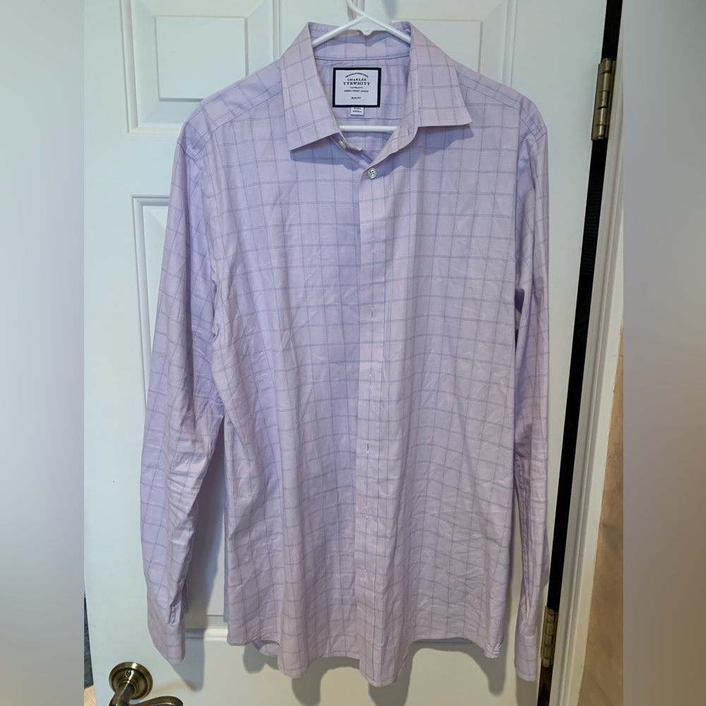 Charles Tyrwhitt Men’s Slim Fit Long Sleeve Button Down Dress Shirt.  Size 17/38
